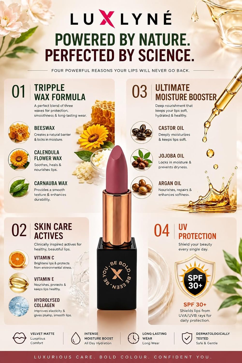 LUXLYNE “Secret Rose” (Muted Pink) Bullet Lipstick - Image 4