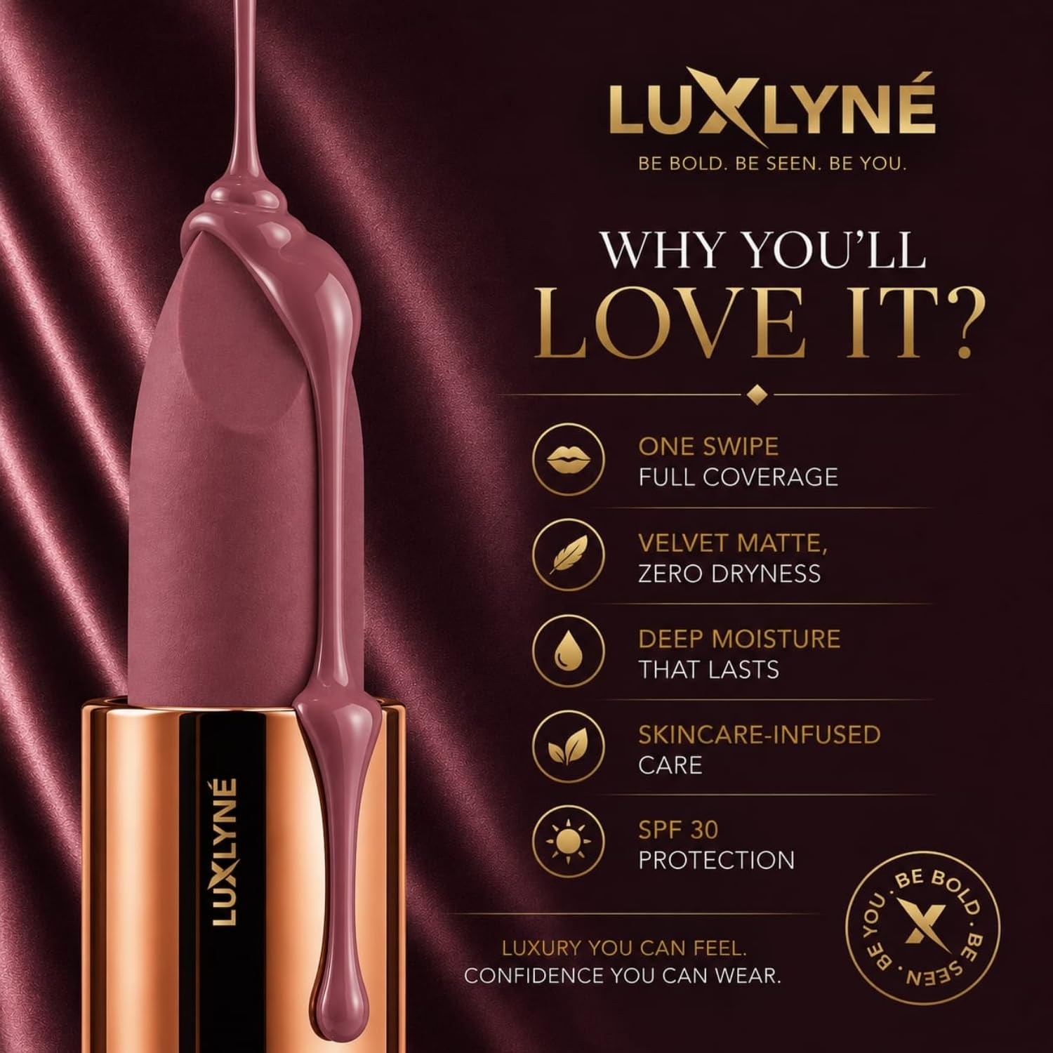 LUXLYNE “Secret Rose” (Muted Pink) Bullet Lipstick - Image 6