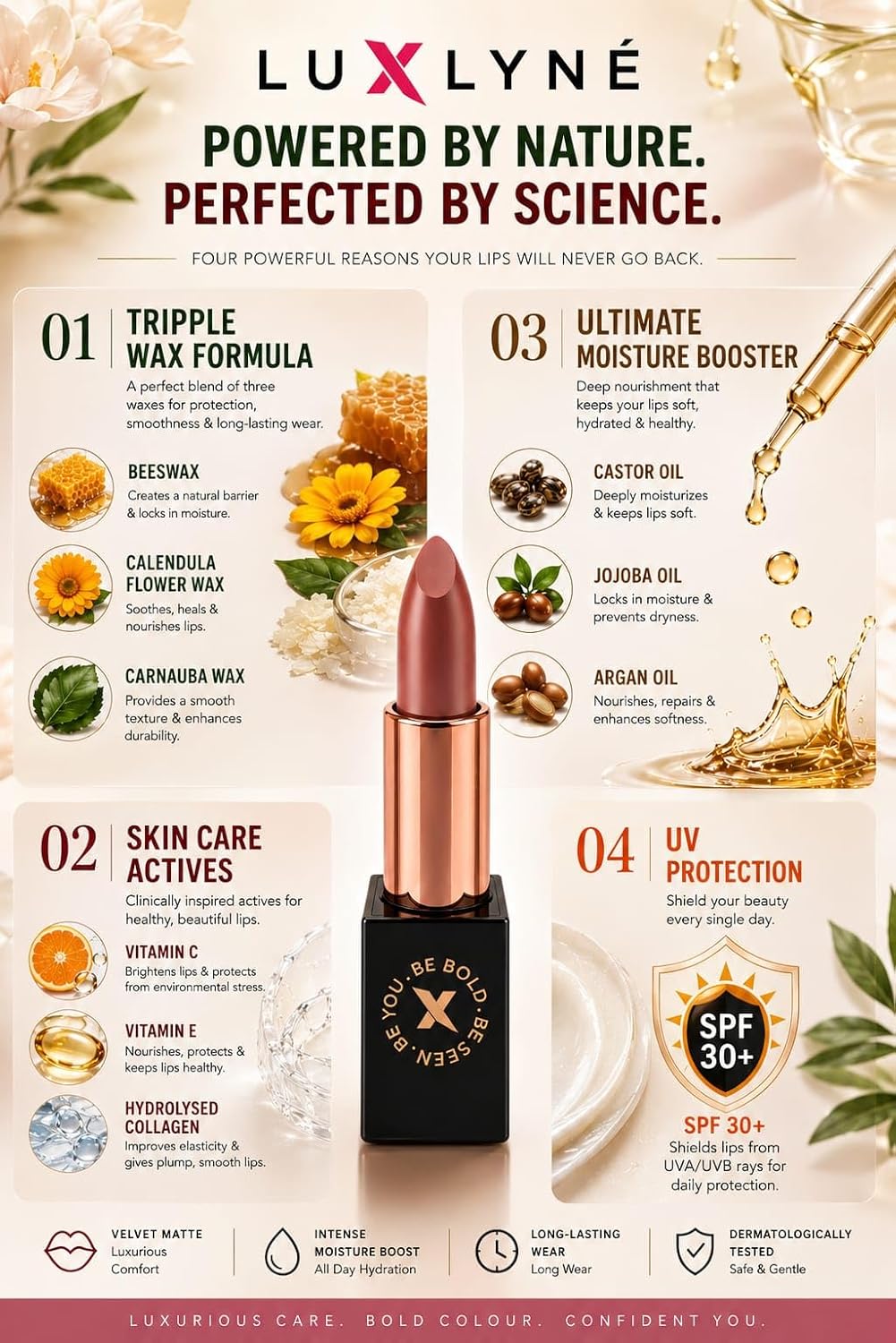 UXLYNE “Nude Whisper” (Caramel Nude) Bullet Lipstick - Image 4